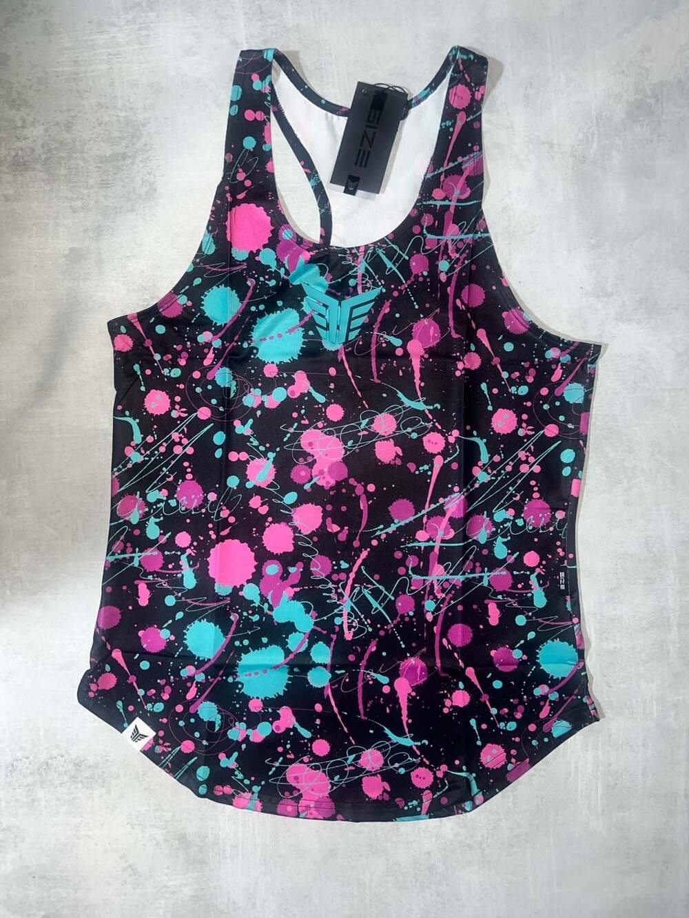 Size Up Apparel Men's Splatter Paint Performance Tank Top Y Back
